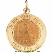 14K Yellow Gold Jesus Mary Joseph Medal