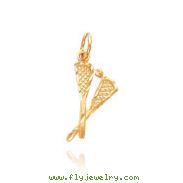 14K Yellow Gold Lacrosse Sticks Charm