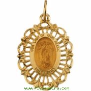 14K Yellow Gold Lady Of Guadalupe Medal