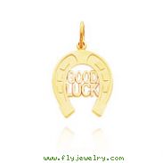 14K Yellow Gold Large "Goodluck" Horseshoe Charm