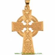 14K Yellow Gold Large Celtic Cross Pendant