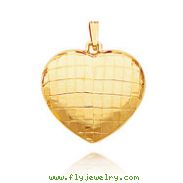 14K Yellow Gold Large Etched Puffed Heart Pendant