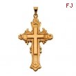 14K Yellow Gold Large Fancy Cross Pendant