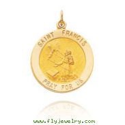 14K Yellow Gold Large Saint Francis Medal