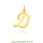 14K Yellow Gold Large Script Initial "D" Charm