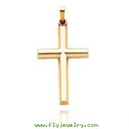 14K Yellow Gold Large Simple Hollow Cross Pendant