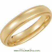 14K Yellow Gold Light Comfort Fit Milgrain Ban