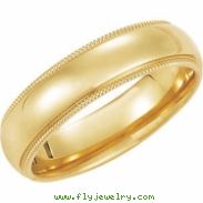 14K Yellow Gold Light Comfort Fit Milgrain Ban