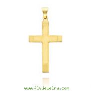 14K Yellow Gold Line Cross Pendant