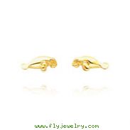 14K Yellow Gold Manatee Post Earrings