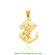 14K Yellow Gold Mariner Cross Pendant with Eagle