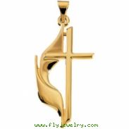 14K Yellow Gold Methodist Cross Pendant