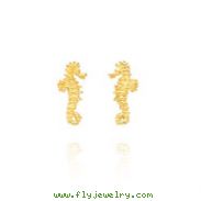 14K Yellow Gold Mini Seahorse Post Earrings