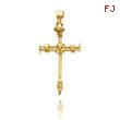 14K Yellow Gold Nail Cross Pendant