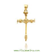 14K Yellow Gold Nail Cross Pendant