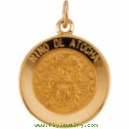 14K Yellow Gold Nino De Atocha Medal