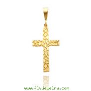 14K Yellow Gold Nugget Style Cross Pendant