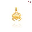 14K Yellow Gold Open-Backed Crab Pendant