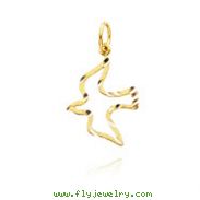 14K Yellow Gold Open Diamond-Cut Dove Charm