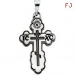 14K Yellow Gold Orthodox Cross Pendant With Black Inlay