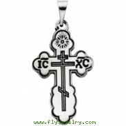 14K Yellow Gold Orthodox Cross Pendant With Black Inlay