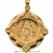 14K Yellow Gold Our Lady Of Lourdes Medal