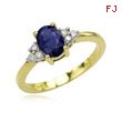 14K Yellow Gold Oval Sapphire & Round Diamond Cluster Ring
