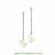 14K Yellow Gold Pair 09.00 - White Freshwater Circle Pearl Earring Jacket