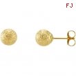 14K Yellow Gold Pair Ball Earring With Star Dust Finish And Backs