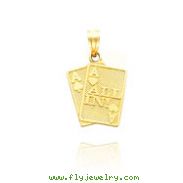14K Yellow Gold Pair of Aces "All In!" Pendant