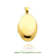 14K Yellow Gold Plain Domed Oval Locket