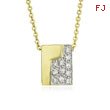 14K Yellow Gold Polished & Diamond-Studded Square Necklace