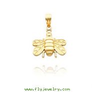 14K Yellow Gold Polished & Satin Bee Pendant