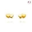 14K Yellow Gold Polished & Satin Double Heart Post Earrings