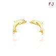 14K Yellow Gold Polished Dolphin Post Earrings