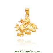14K Yellow Gold Polished Dragon Charm