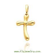 14K Yellow Gold Polished Free Form Cross Pendant