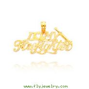 14K Yellow Gold Polished I Heart My Firefighter Pendant