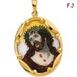 14K Yellow Gold Porcelain Ecce Homo Pendant