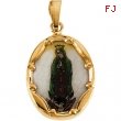 14K Yellow Gold Porcelain Lady Of Guadalupe Pendant