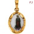 14K Yellow Gold Porcelain Lady Of Guadalupe Pendant