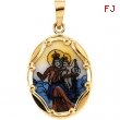 14K Yellow Gold Porcelain Scapular Pendant