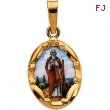 14K Yellow Gold Porcelain St. Jude Pendant