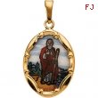 14K Yellow Gold Porcelain St. Jude Pendant