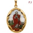 14K Yellow Gold Porcelain St. Jude Pendant