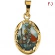 14K Yellow Gold Porcelain St.christopher Pendant