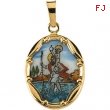 14K Yellow Gold Porcelain St.christopher Pendant