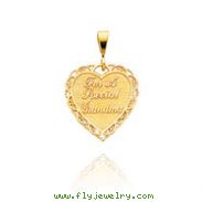 14K Yellow Gold Reversible "For a Special Grandma" Heart Pendant