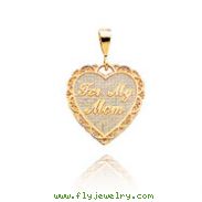 14K Yellow Gold Reversible "For My Mom" Heart Pendant