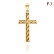 14K Yellow Gold Rope Cross Pendant